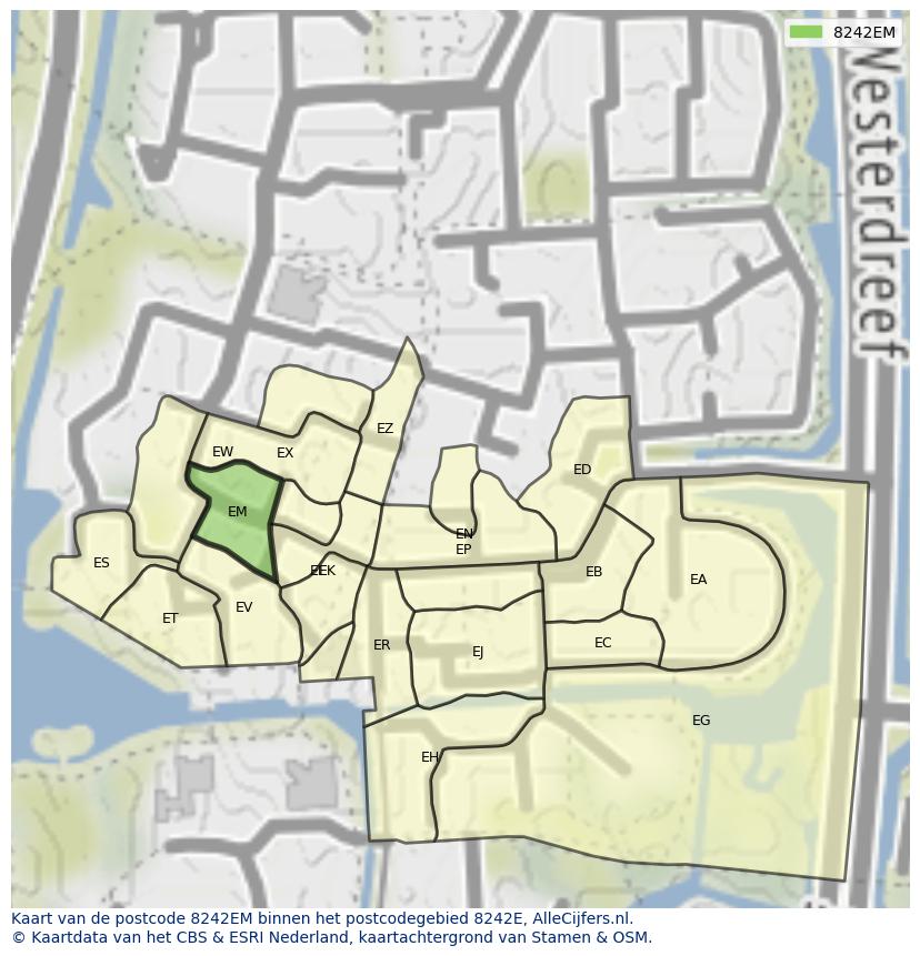 Afbeelding van het postcodegebied 8242 EM op de kaart.