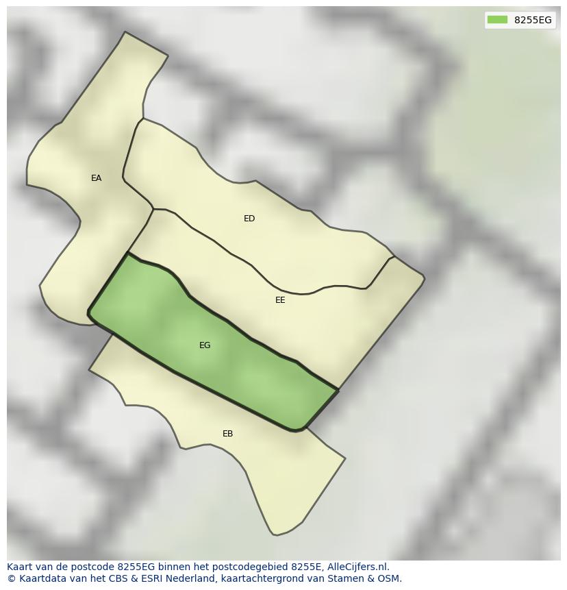 Afbeelding van het postcodegebied 8255 EG op de kaart.