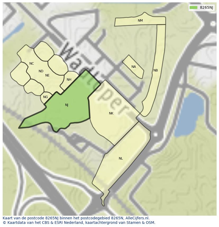 Afbeelding van het postcodegebied 8265 NJ op de kaart.