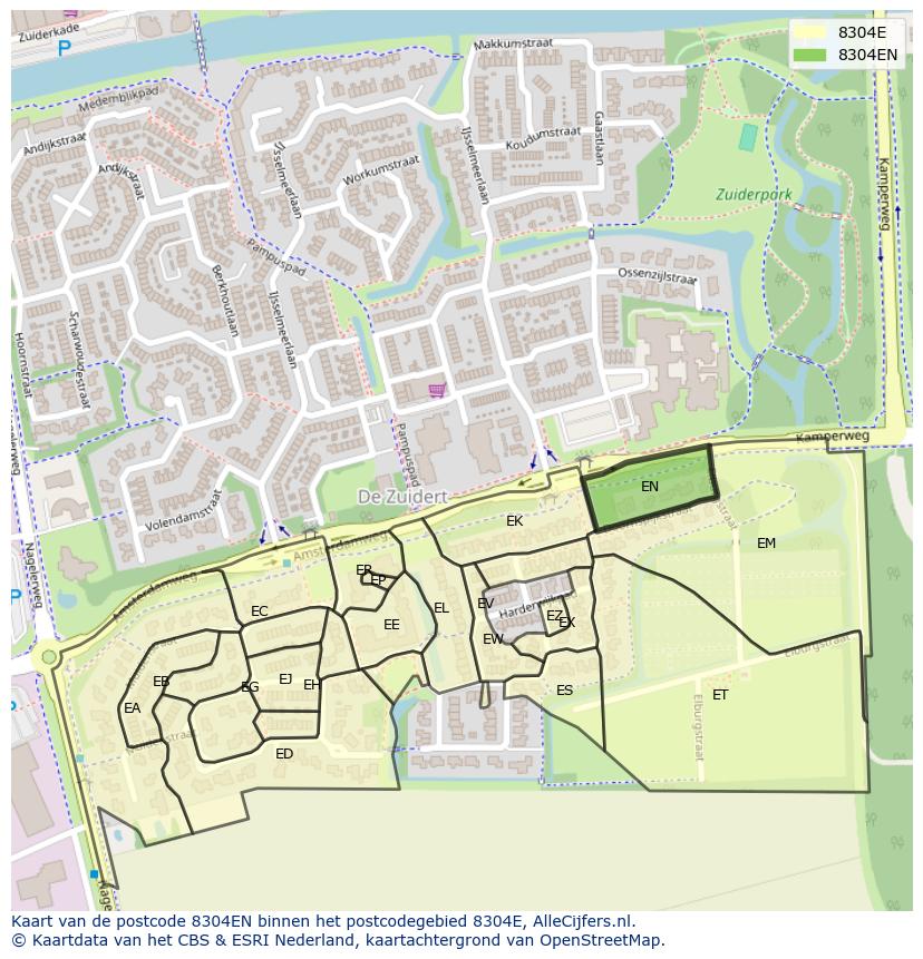 Afbeelding van het postcodegebied 8304 EN op de kaart.