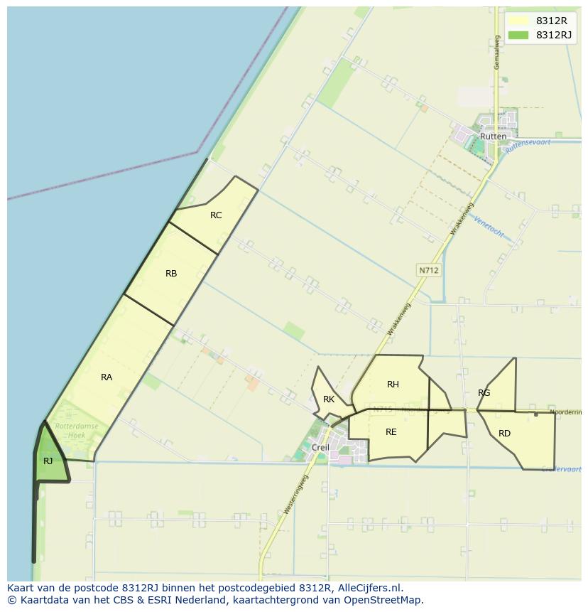Afbeelding van het postcodegebied 8312 RJ op de kaart.