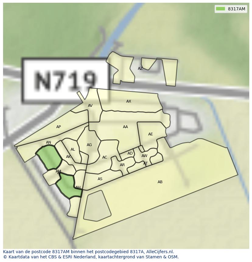 Afbeelding van het postcodegebied 8317 AM op de kaart.