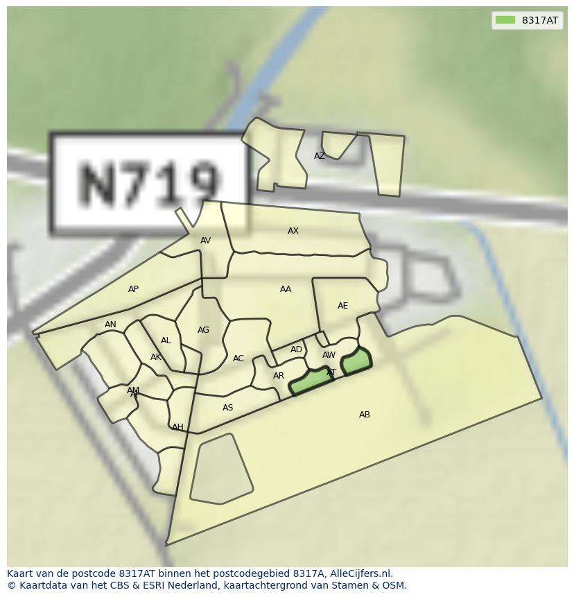 Afbeelding van het postcodegebied 8317 AT op de kaart.
