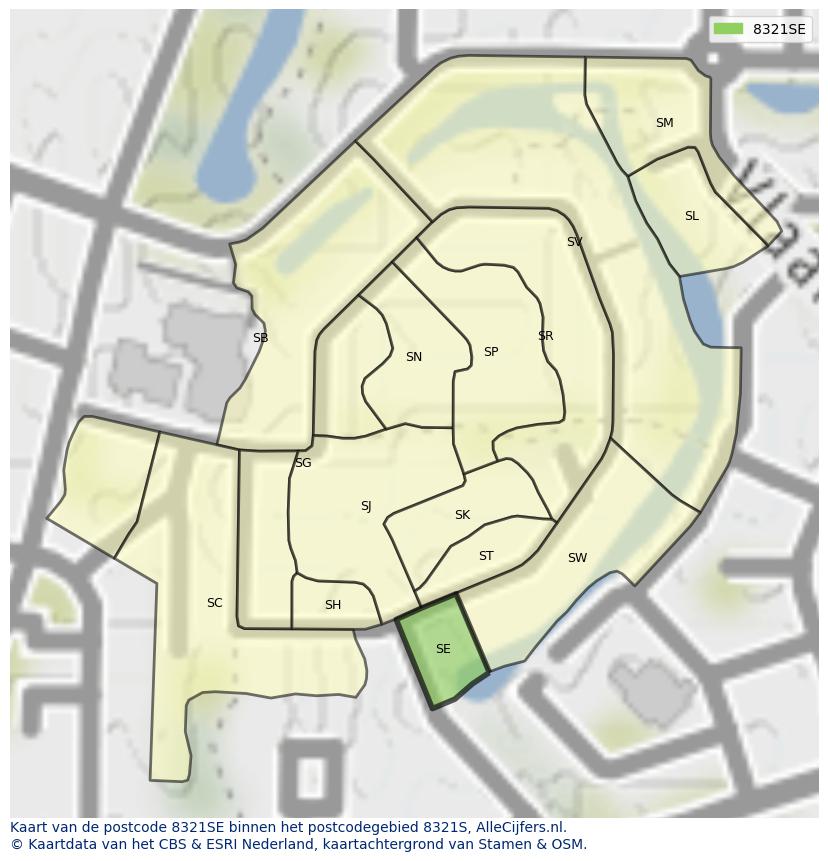 Afbeelding van het postcodegebied 8321 SE op de kaart.