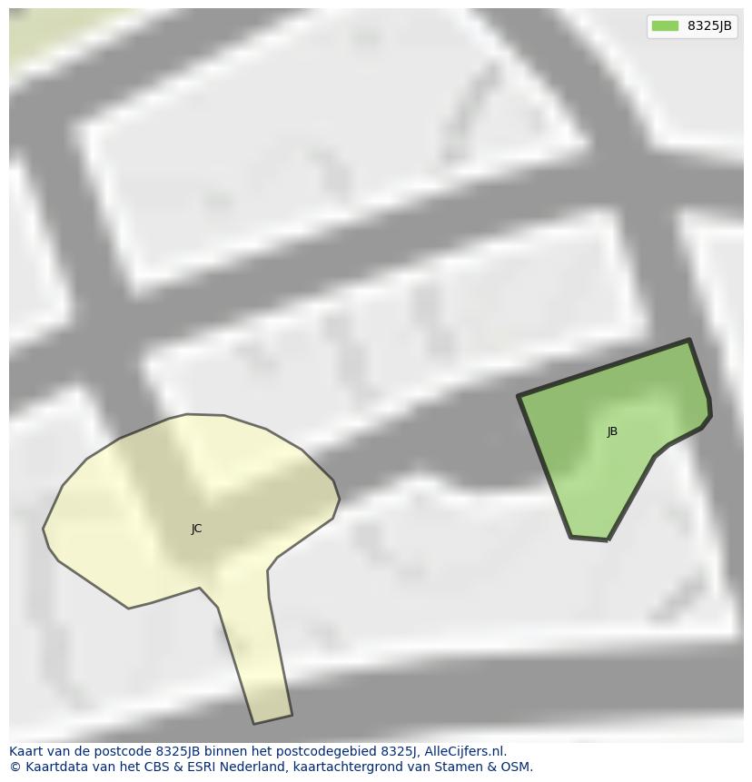 Afbeelding van het postcodegebied 8325 JB op de kaart.