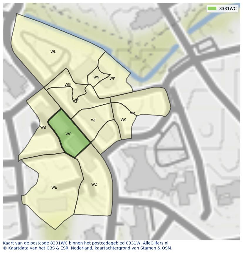 Afbeelding van het postcodegebied 8331 WC op de kaart.