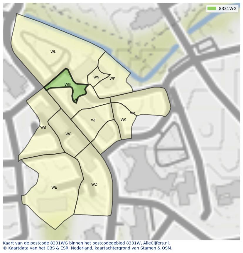 Afbeelding van het postcodegebied 8331 WG op de kaart.