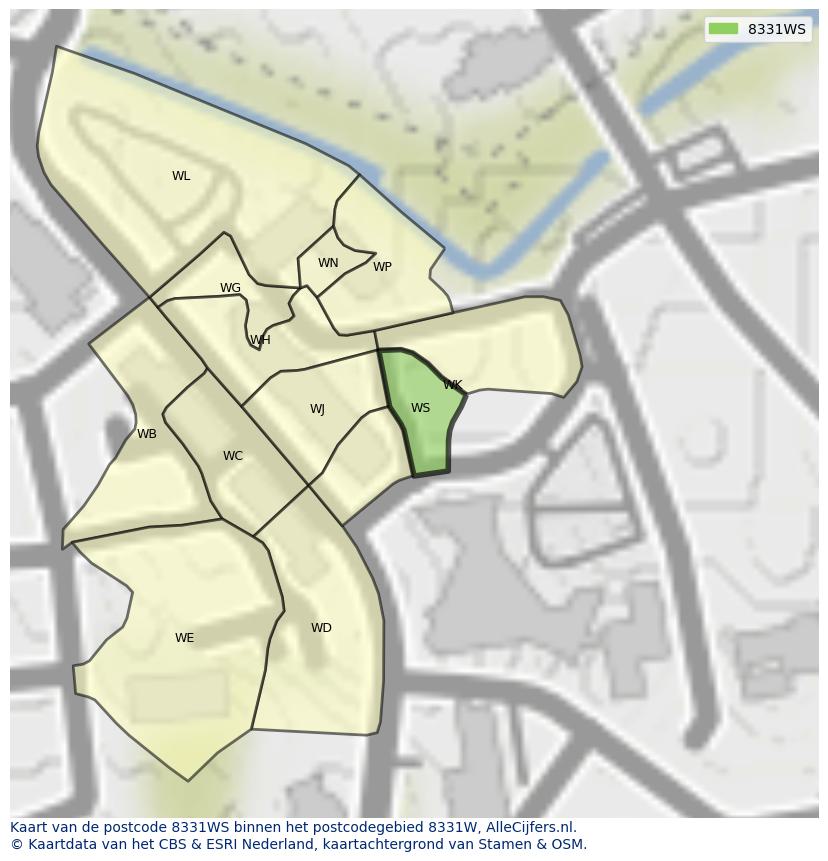 Afbeelding van het postcodegebied 8331 WS op de kaart.