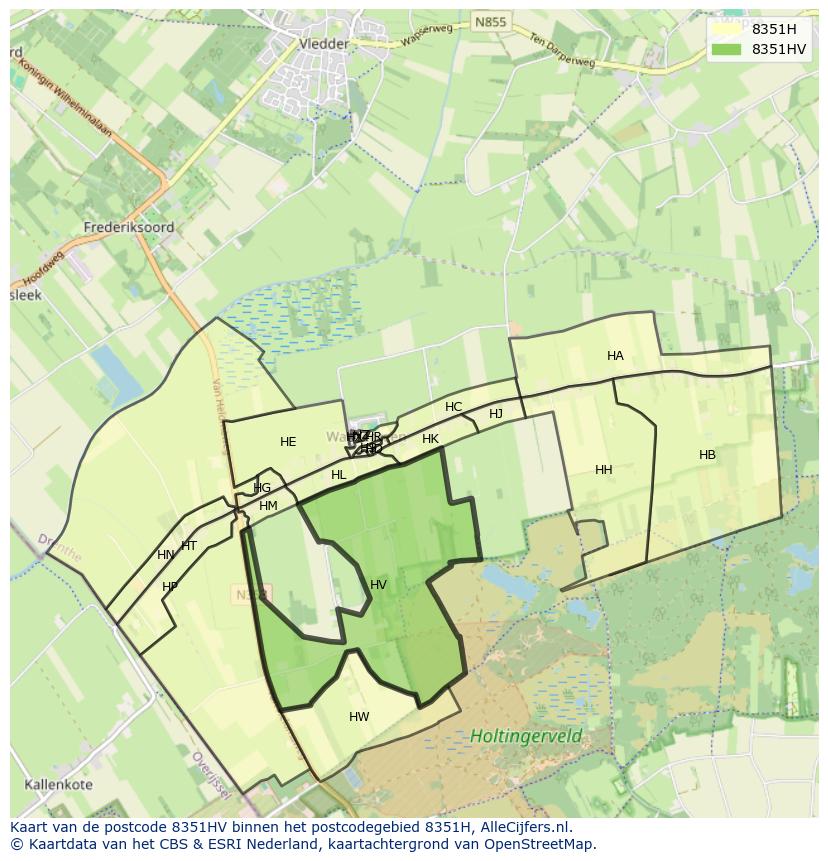 Afbeelding van het postcodegebied 8351 HV op de kaart.