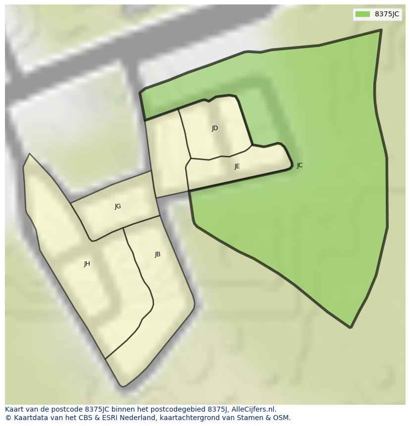 Afbeelding van het postcodegebied 8375 JC op de kaart.