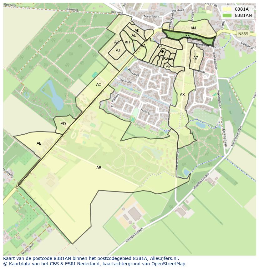 Afbeelding van het postcodegebied 8381 AN op de kaart.