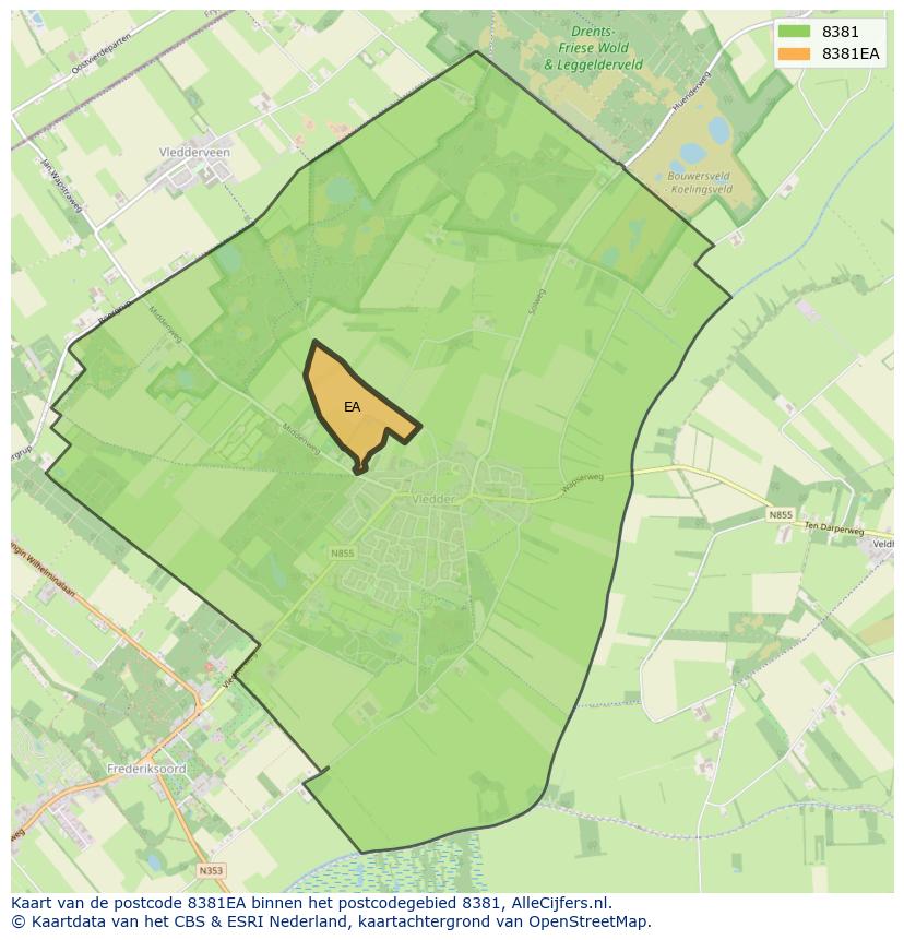 Afbeelding van het postcodegebied 8381 EA op de kaart.