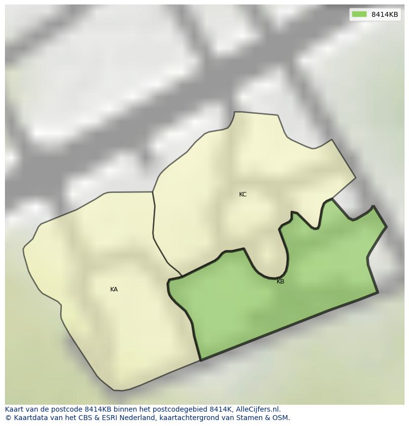 Afbeelding van het postcodegebied 8414 KB op de kaart.