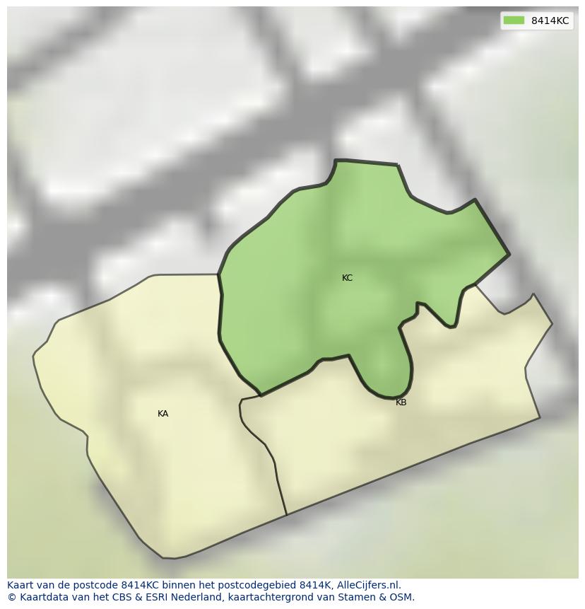 Afbeelding van het postcodegebied 8414 KC op de kaart.