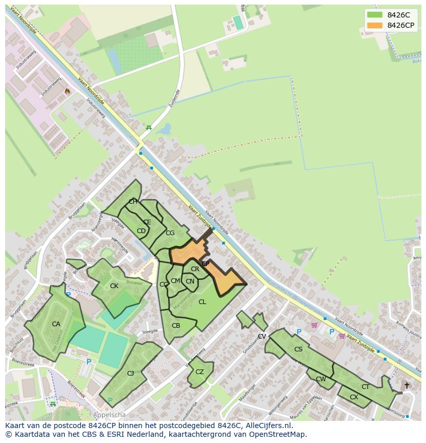 Afbeelding van het postcodegebied 8426 CP op de kaart.