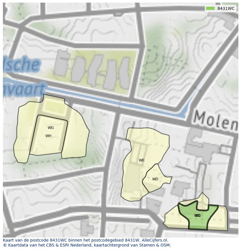 Afbeelding van het postcodegebied 8431 WC op de kaart.