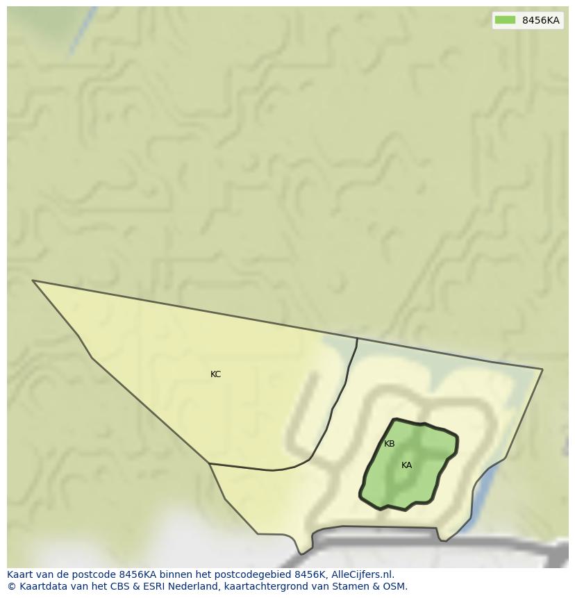 Afbeelding van het postcodegebied 8456 KA op de kaart.