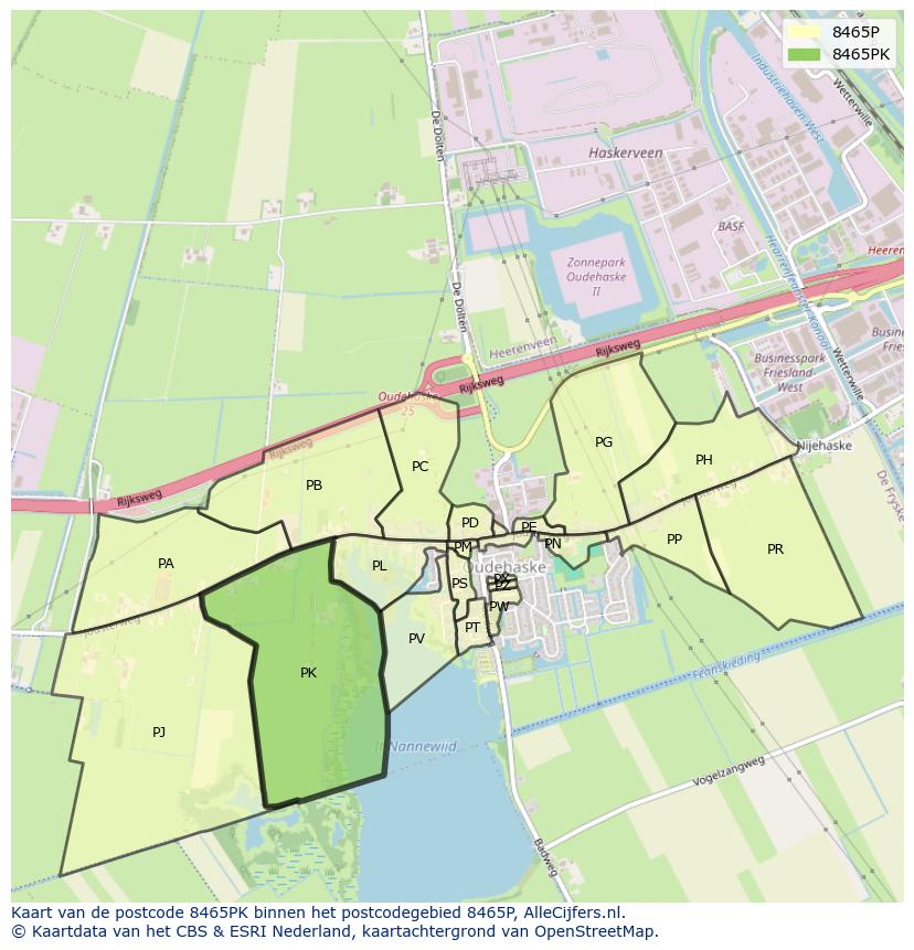 Afbeelding van het postcodegebied 8465 PK op de kaart.