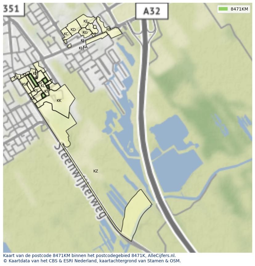 Afbeelding van het postcodegebied 8471 KM op de kaart.