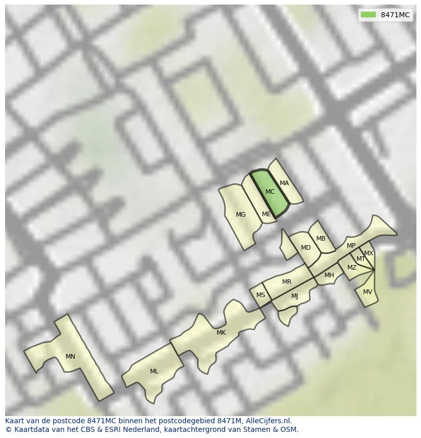 Afbeelding van het postcodegebied 8471 MC op de kaart.
