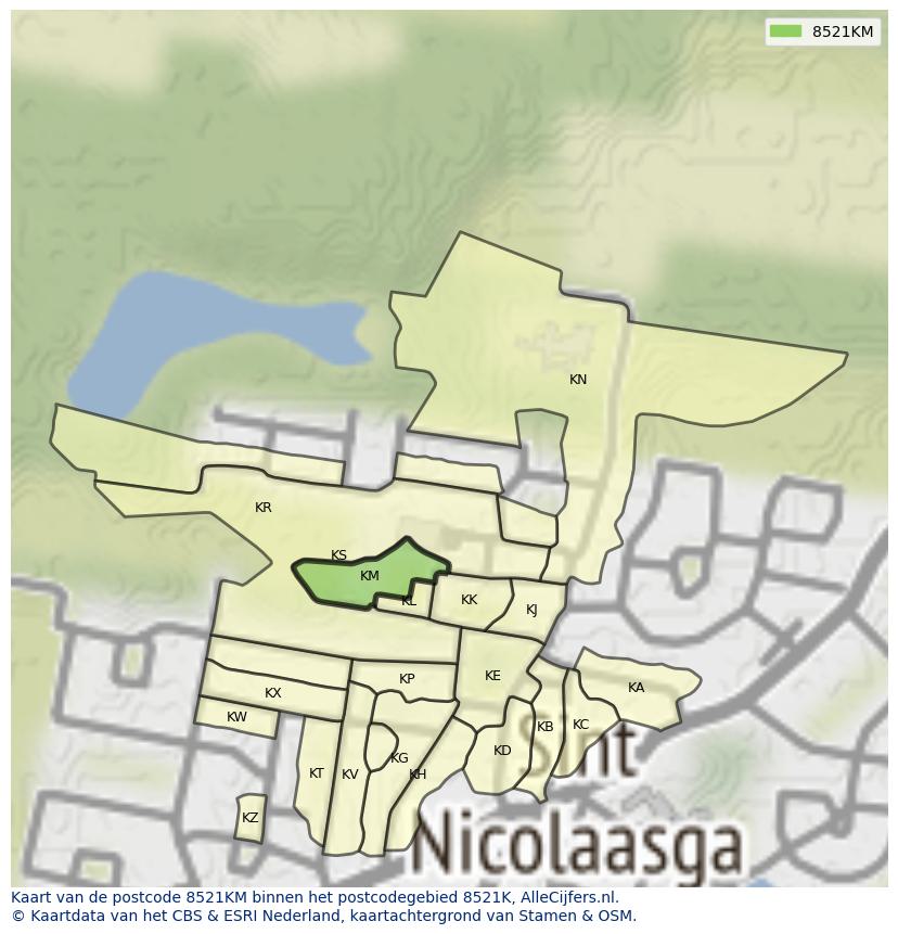 Afbeelding van het postcodegebied 8521 KM op de kaart.
