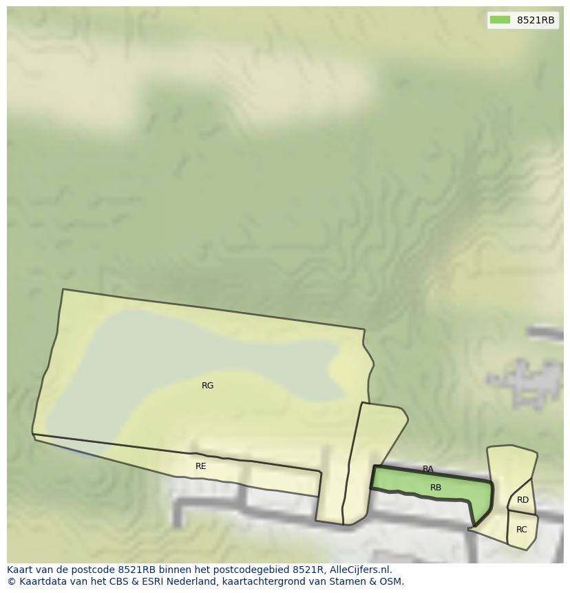 Afbeelding van het postcodegebied 8521 RB op de kaart.