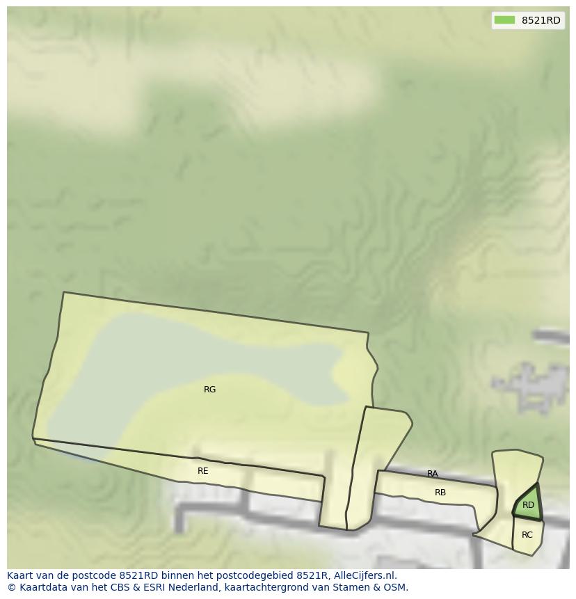 Afbeelding van het postcodegebied 8521 RD op de kaart.