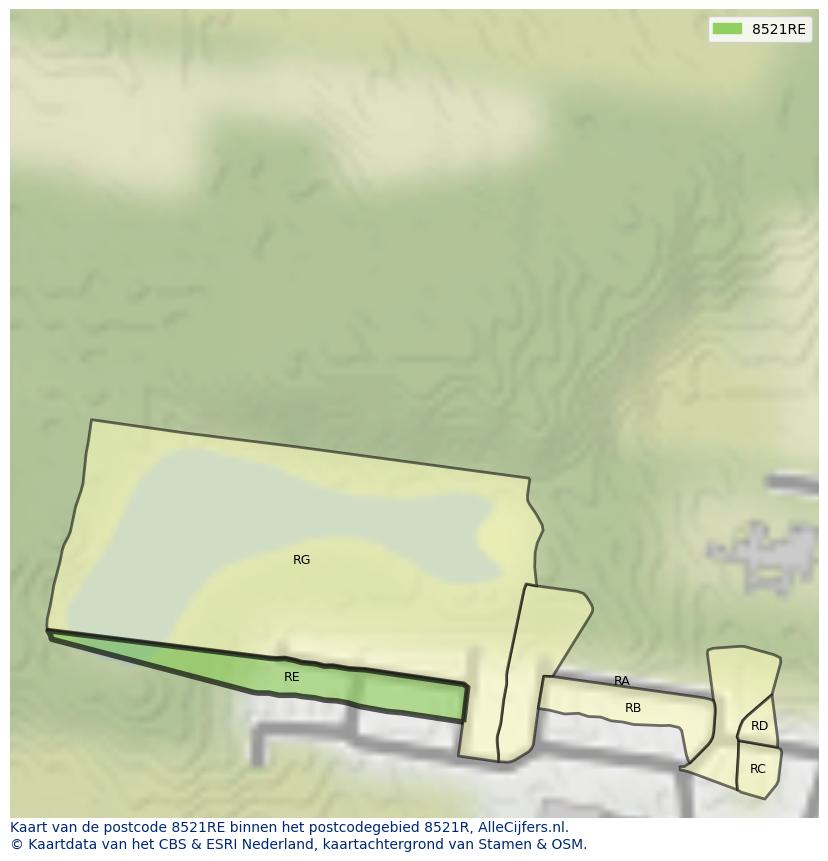 Afbeelding van het postcodegebied 8521 RE op de kaart.