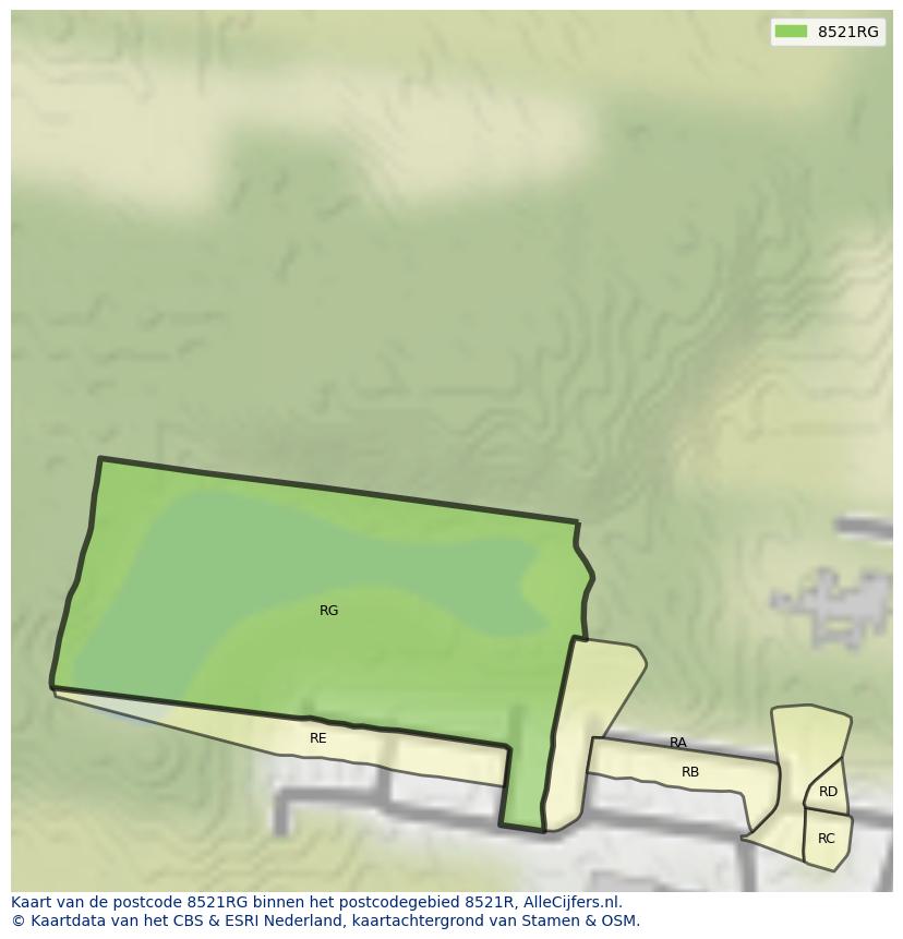 Afbeelding van het postcodegebied 8521 RG op de kaart.