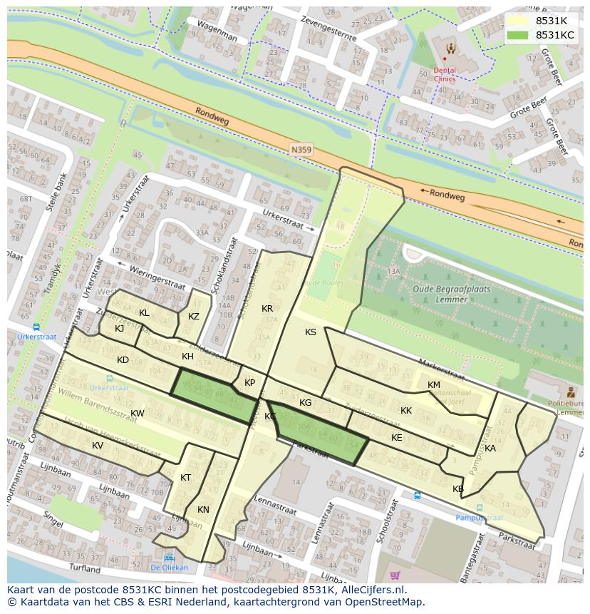 Afbeelding van het postcodegebied 8531 KC op de kaart.
