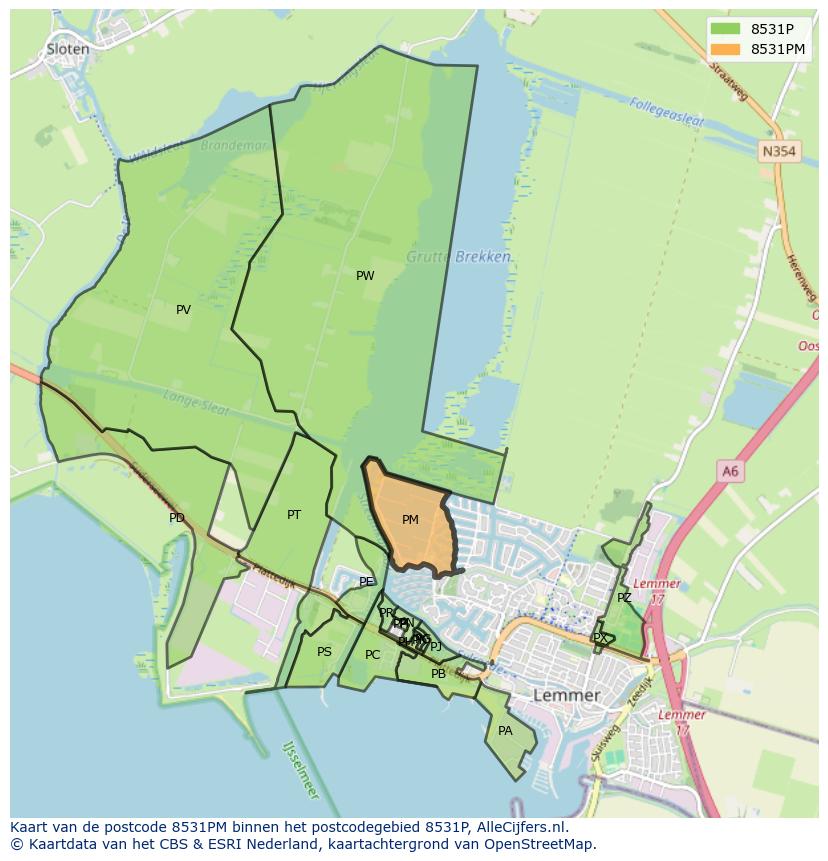 Afbeelding van het postcodegebied 8531 PM op de kaart.