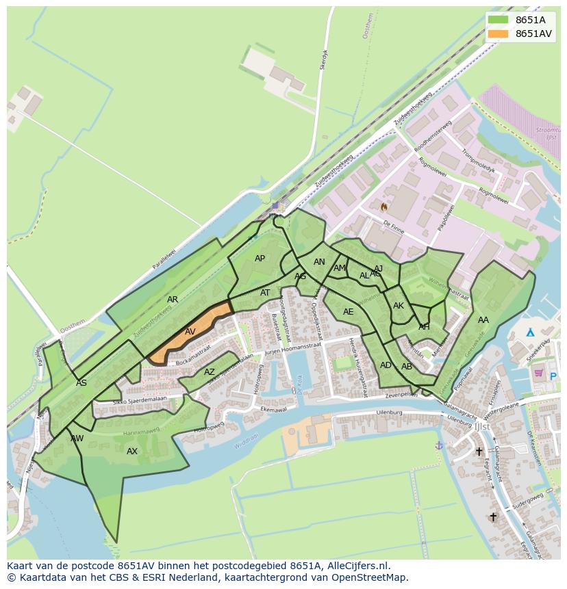 Afbeelding van het postcodegebied 8651 AV op de kaart.