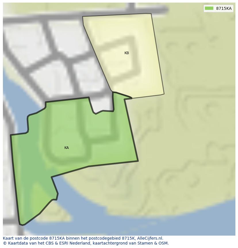 Afbeelding van het postcodegebied 8715 KA op de kaart.