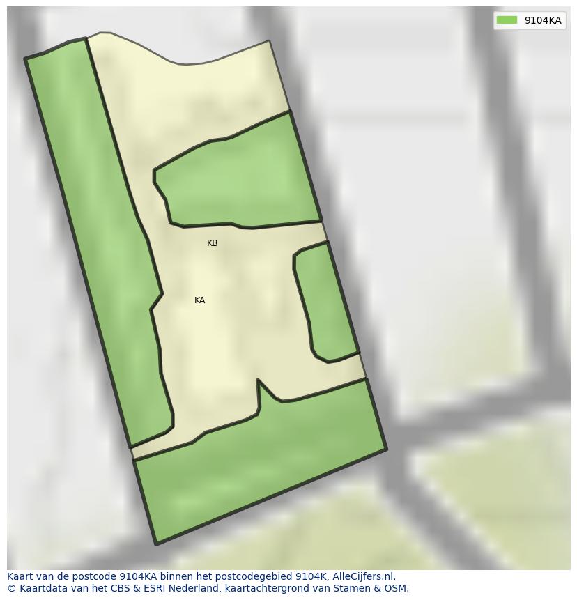 Afbeelding van het postcodegebied 9104 KA op de kaart.