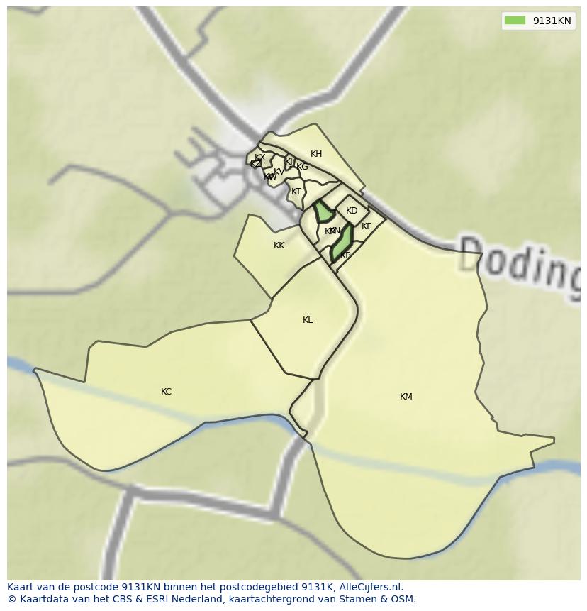 Afbeelding van het postcodegebied 9131 KN op de kaart.