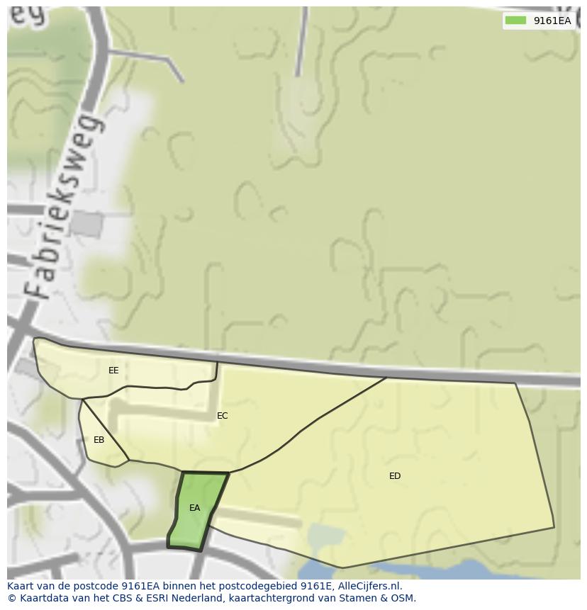 Afbeelding van het postcodegebied 9161 EA op de kaart.