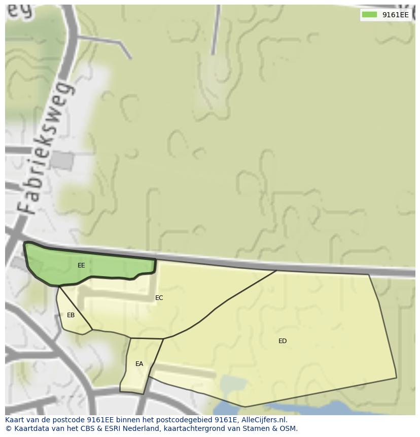 Afbeelding van het postcodegebied 9161 EE op de kaart.