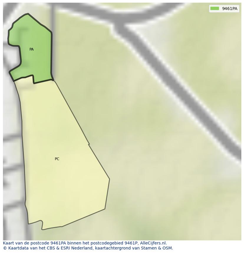 Afbeelding van het postcodegebied 9461 PA op de kaart.