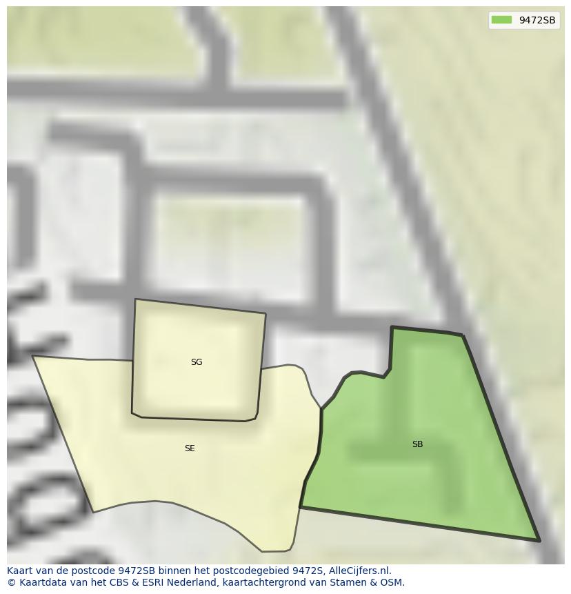 Afbeelding van het postcodegebied 9472 SB op de kaart.