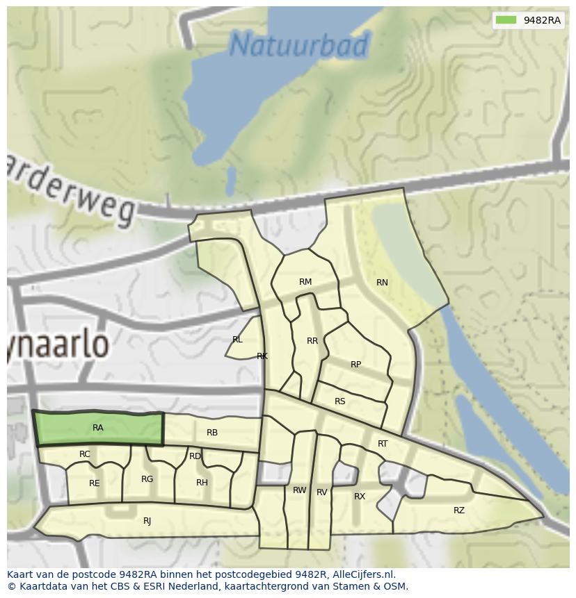 Afbeelding van het postcodegebied 9482 RA op de kaart.