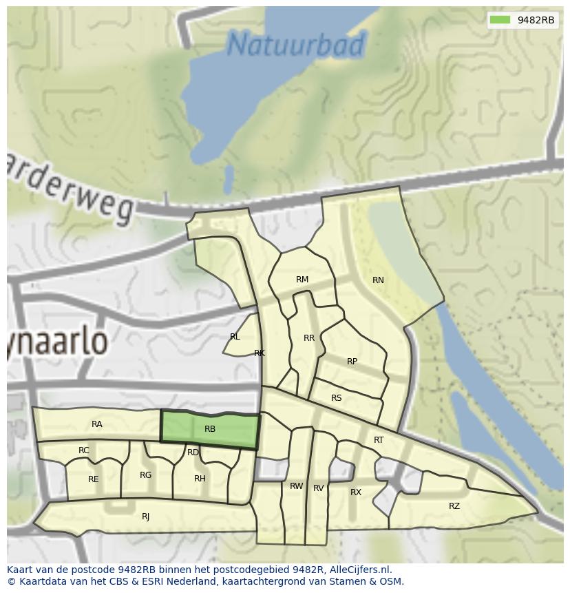 Afbeelding van het postcodegebied 9482 RB op de kaart.