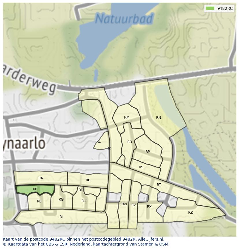 Afbeelding van het postcodegebied 9482 RC op de kaart.