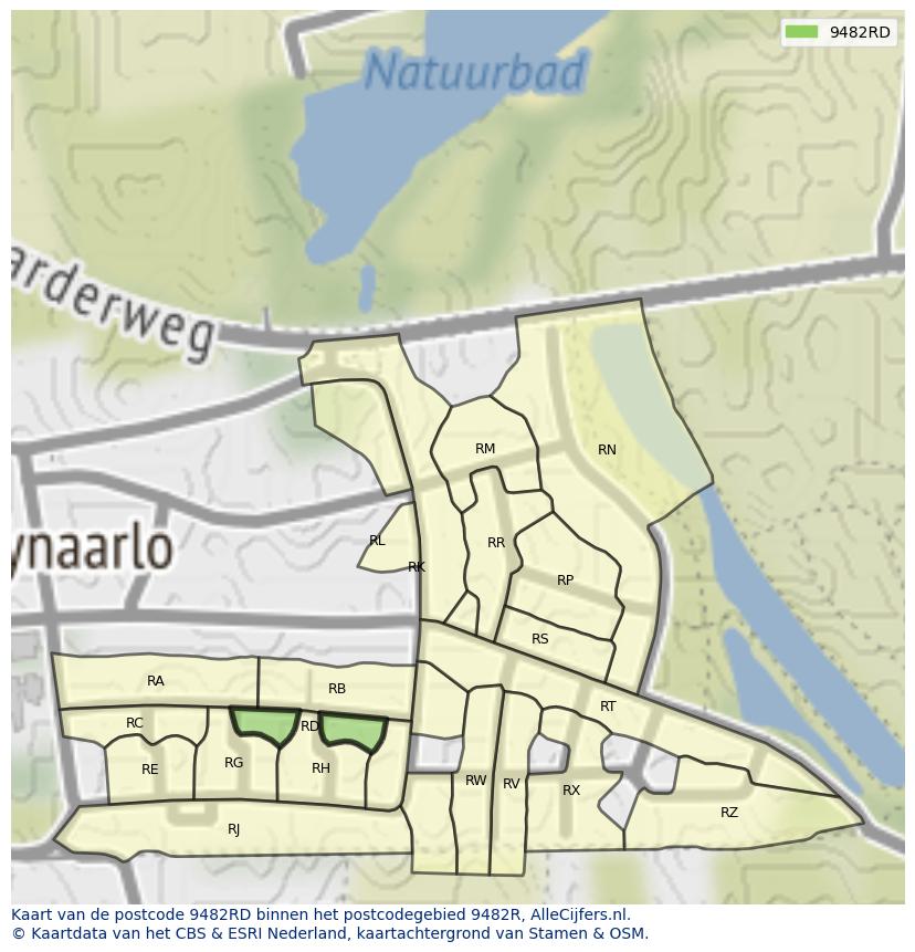 Afbeelding van het postcodegebied 9482 RD op de kaart.