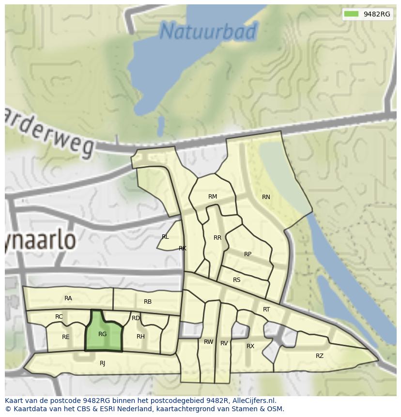 Afbeelding van het postcodegebied 9482 RG op de kaart.