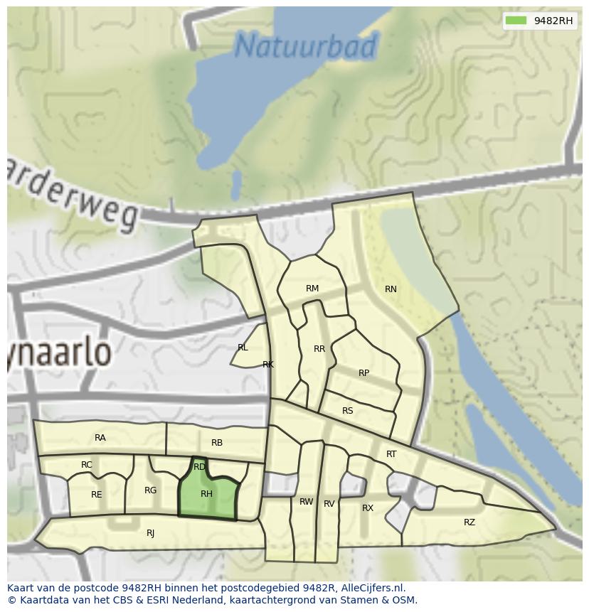 Afbeelding van het postcodegebied 9482 RH op de kaart.