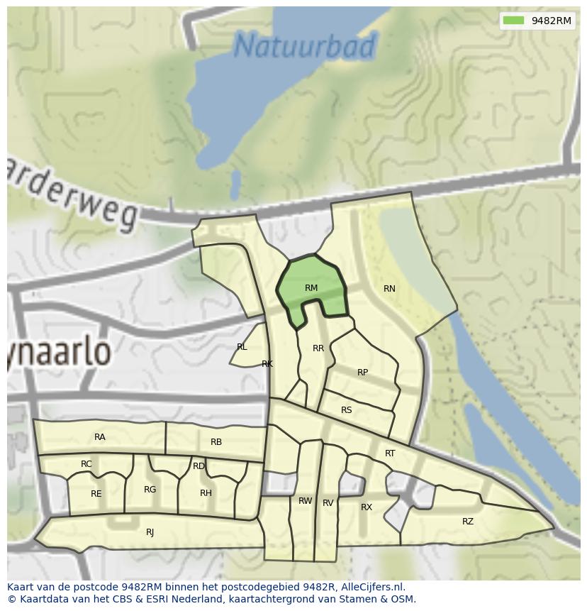 Afbeelding van het postcodegebied 9482 RM op de kaart.