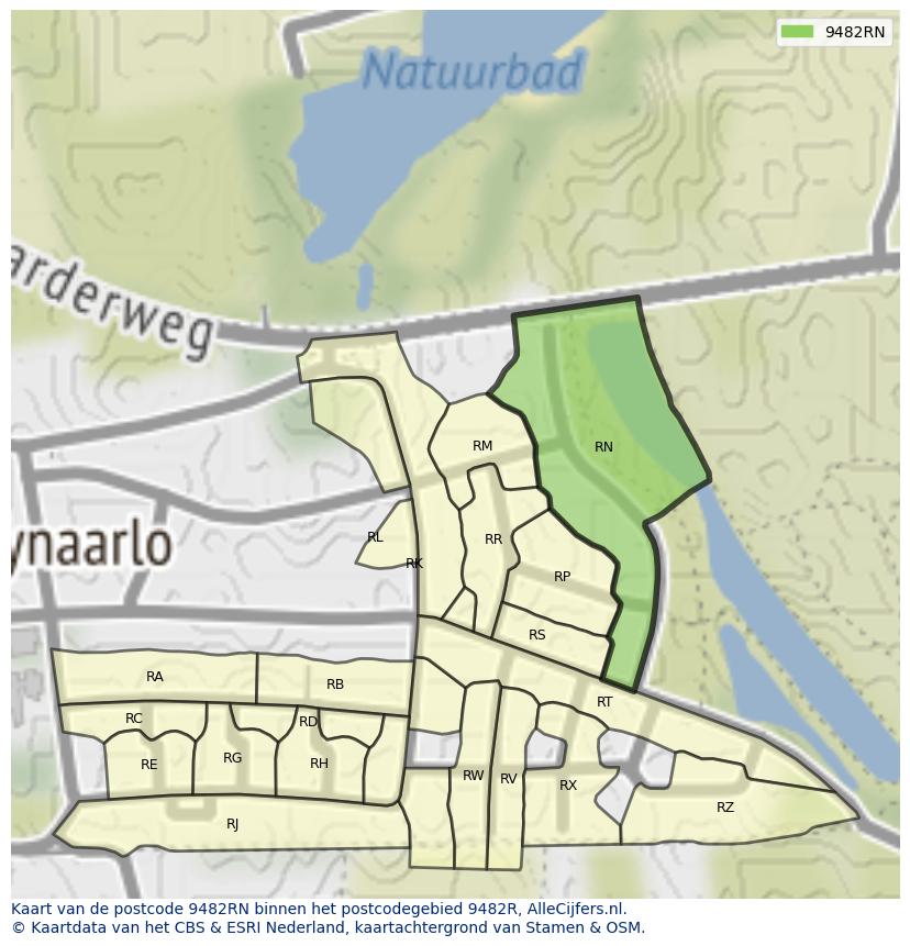 Afbeelding van het postcodegebied 9482 RN op de kaart.