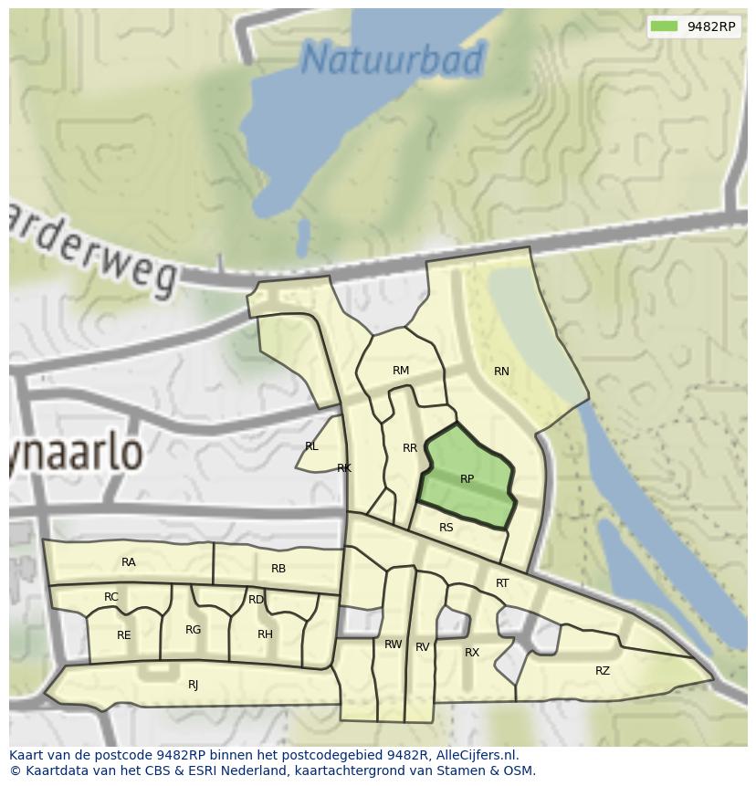 Afbeelding van het postcodegebied 9482 RP op de kaart.