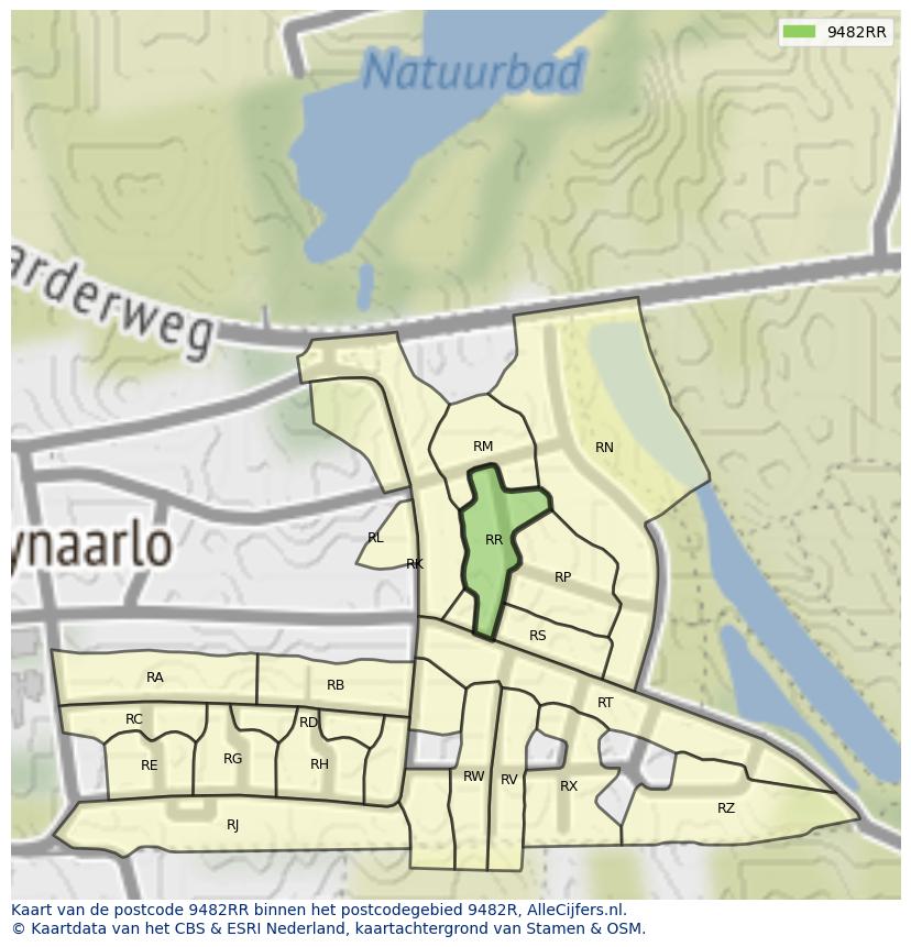 Afbeelding van het postcodegebied 9482 RR op de kaart.