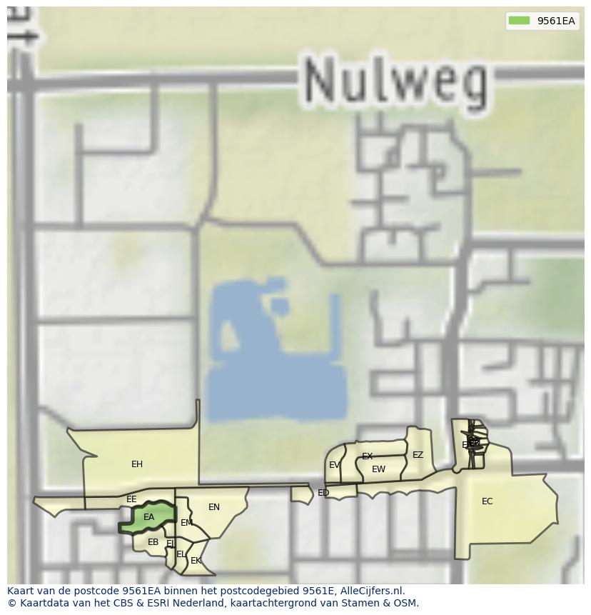 Afbeelding van het postcodegebied 9561 EA op de kaart.